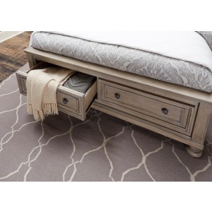 HE-2259GY-1  Queen Platform Bed with Footboard Storage