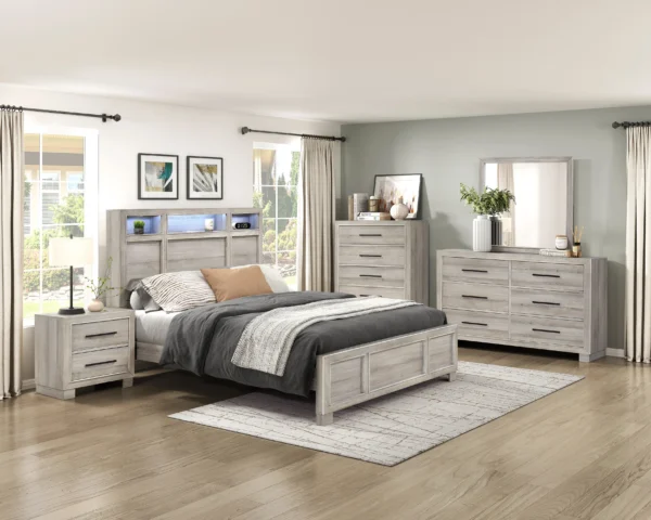 2332 Bedroom Everett Collection 4pc Set (QB+NS+DR+MR)