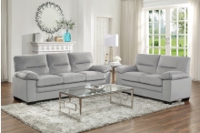 9328GY Seating-Keighly Collection 2pc Set: Sofa, Love
