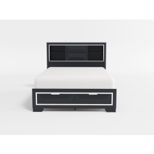 HE-1553-1  Queen Platform Bed with Footboard Storage