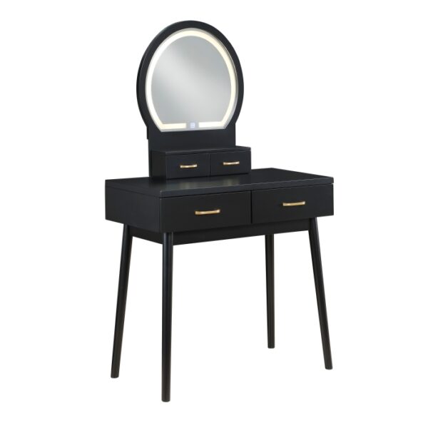 4565BK Vanity Dresser with Mirror and Stool