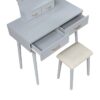 4565GY Vanity Dresser with Mirror and Stool