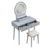4565GY Vanity Dresser with Mirror and Stool