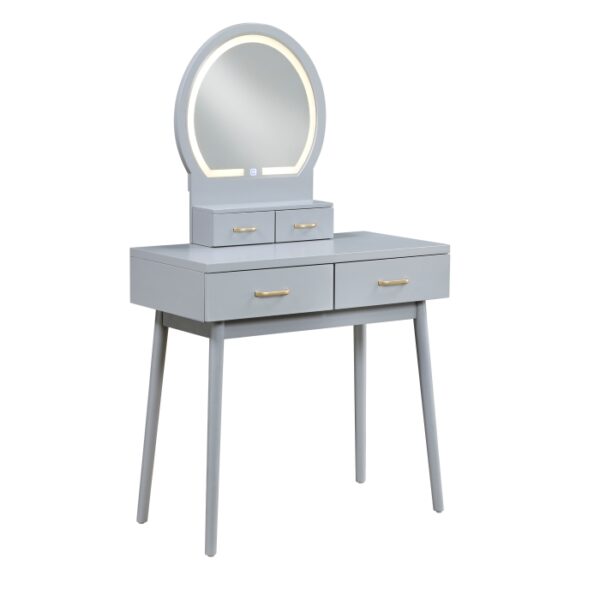 4565GY Vanity Dresser with Mirror and Stool
