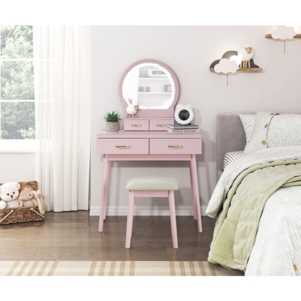 4565PK Vanity Dresser with Mirror and Stool