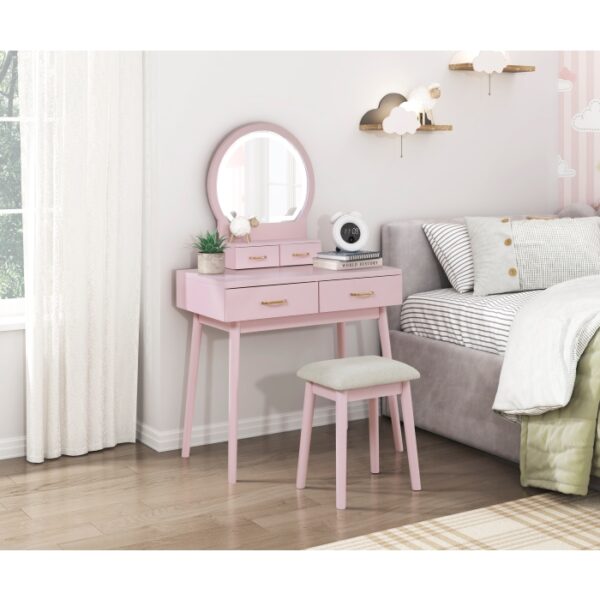 4565PK Vanity Dresser with Mirror and Stool