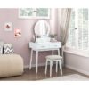 4565WH Vanity Dresser with Mirror and Stool