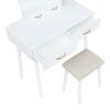 4565WH Vanity Dresser with Mirror and Stool