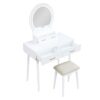 4565WH Vanity Dresser with Mirror and Stool
