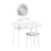 4565WH Vanity Dresser with Mirror and Stool