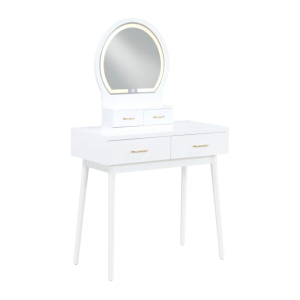 4565WH Vanity Dresser with Mirror and Stool