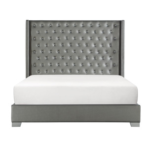 UPHL PU QUEEN BED, SILVER