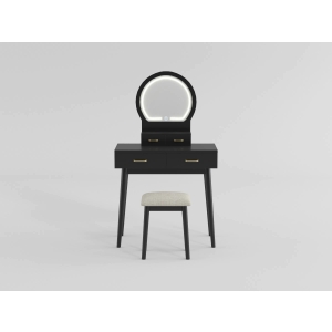 4565GY Vanity Dresser with Mirror and Stool