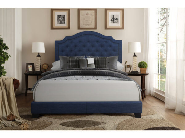 KING BED W/BLUE FABRIC