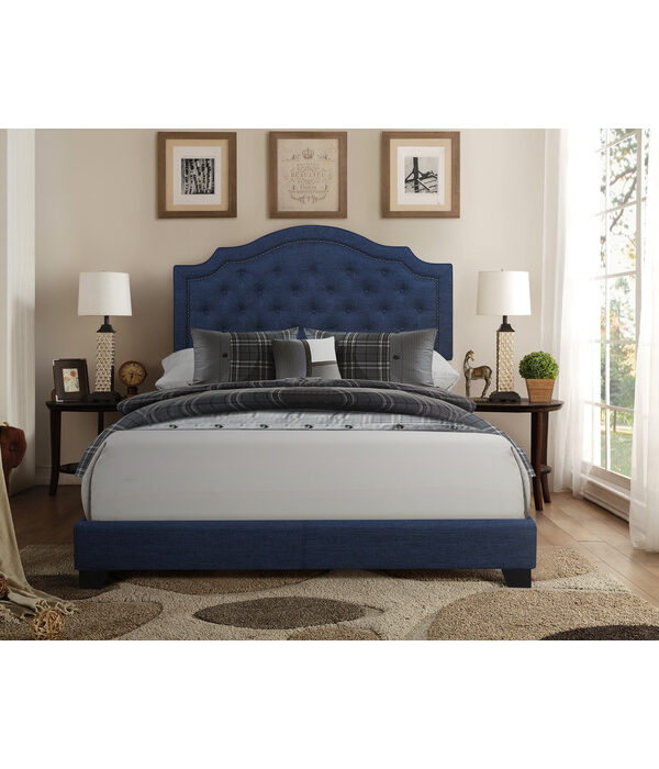 KING BED W/BLUE FABRIC