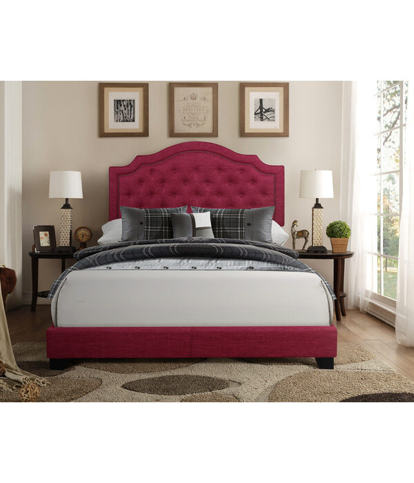 KING BED W/PINK FABRIC