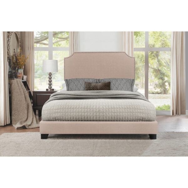 HE-SH235BGE-1  QUEEN BED W/BEIGE FABRIC,3A