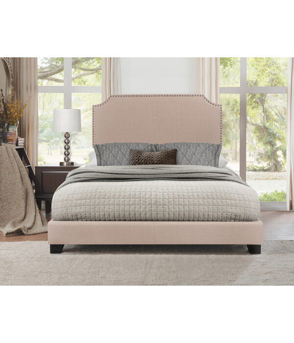 HE-SH235BGE-1  QUEEN BED W/BEIGE FABRIC,3A