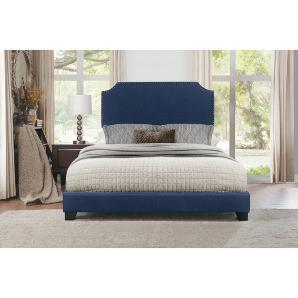 HE-SH235BLU-1  QUEEN BED W/BLUE FABRIC,3A