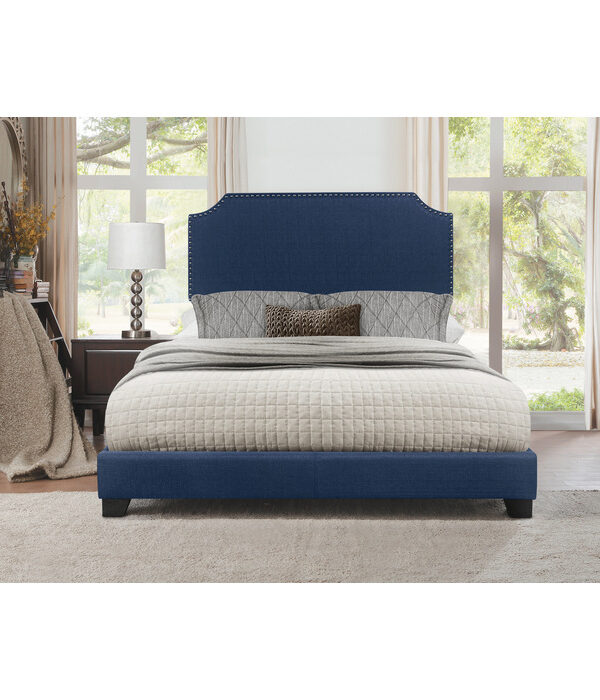 HE-SH235BLU-1  QUEEN BED W/BLUE FABRIC,3A