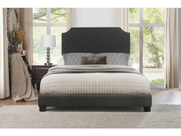 KING BED W/DARK GREY FABRIC,3A