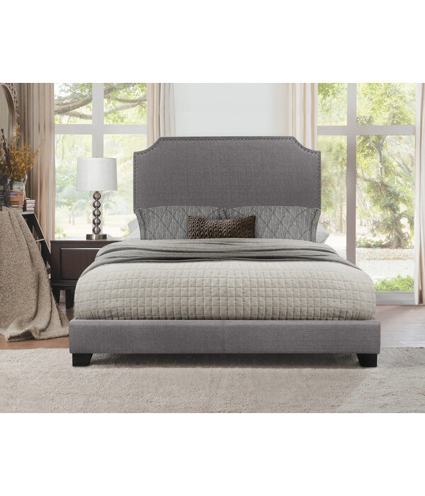 HE-SH235GRY-1  QUEEN BED W/GREY FABRIC,3A