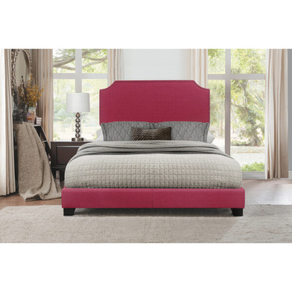 HE-SH235PNK-1  QUEEN BED W/PINK FABRIC,3A