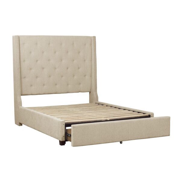HE-5877BE-1DW  Queen Platform Bed with Storage Footboard