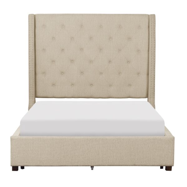HE-5877BE-1DW  Queen Platform Bed with Storage Footboard