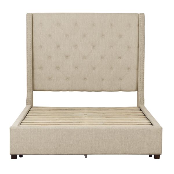 HE-5877BE-1DW  Queen Platform Bed with Storage Footboard