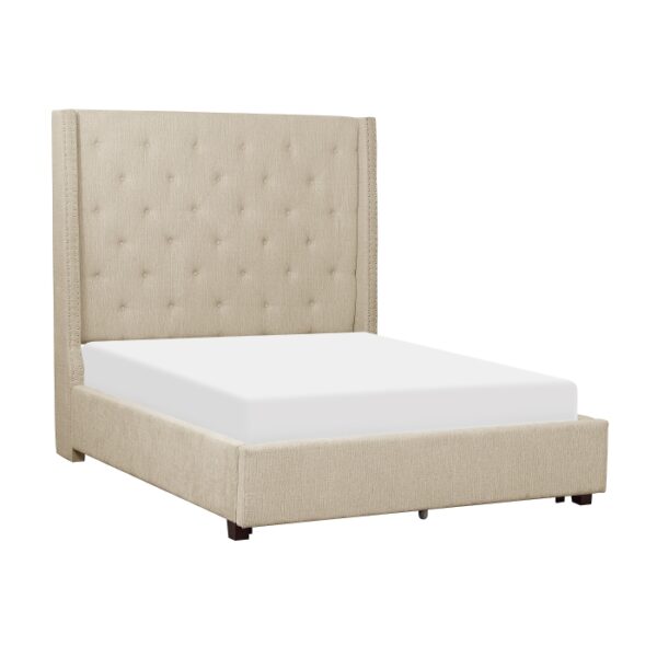 HE-5877BE-1DW  Queen Platform Bed with Storage Footboard