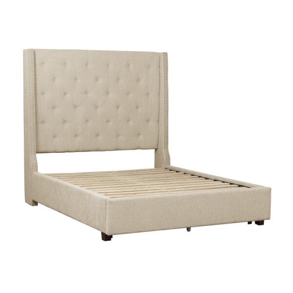 HE-5877BE-1DW  Queen Platform Bed with Storage Footboard
