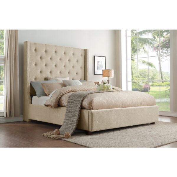 HE-5877BE-1DW  Queen Platform Bed with Storage Footboard