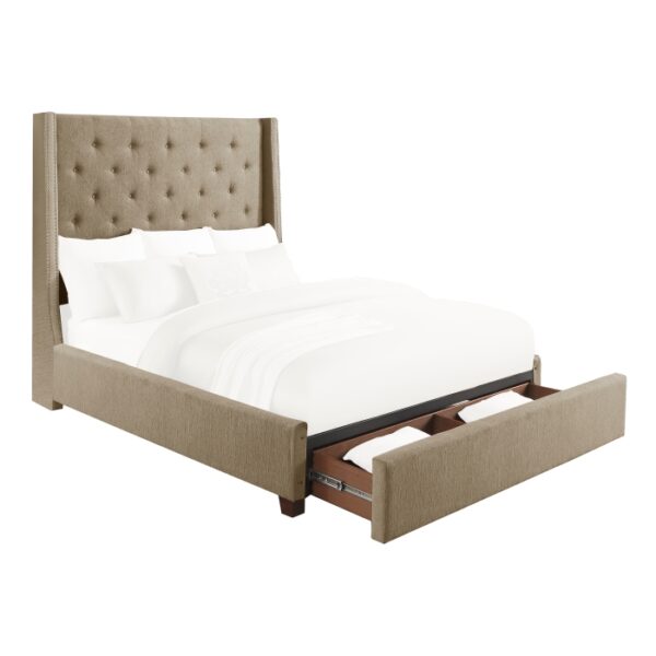 HE-5877BR-1DW  Queen Platform Bed with Storage Footboard