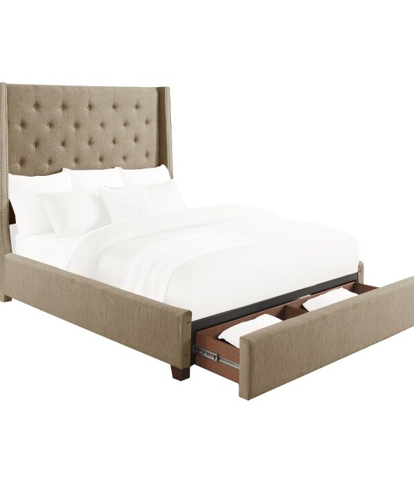 HE-5877BR-1DW  Queen Platform Bed with Storage Footboard