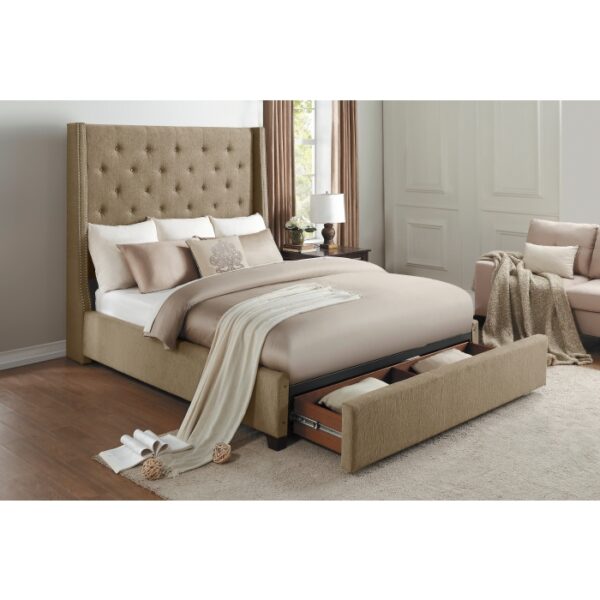 HE-5877BR-1DW  Queen Platform Bed with Storage Footboard