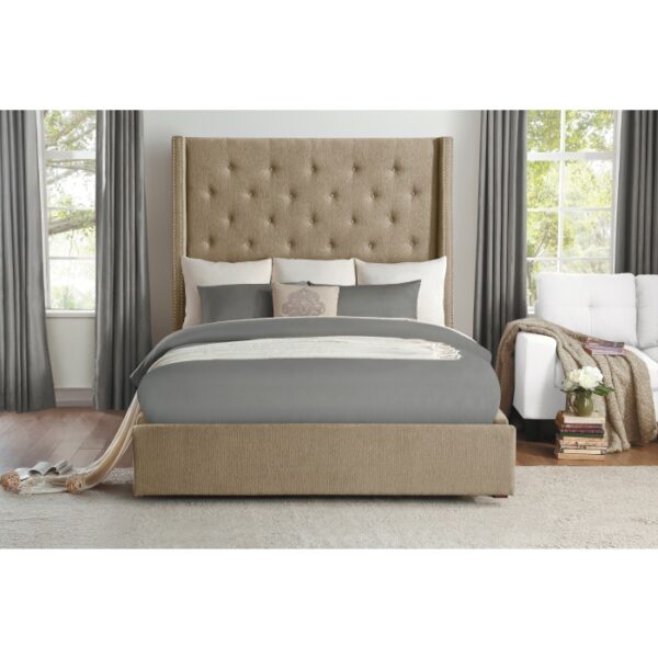 HE-5877BR-1DW  Queen Platform Bed with Storage Footboard