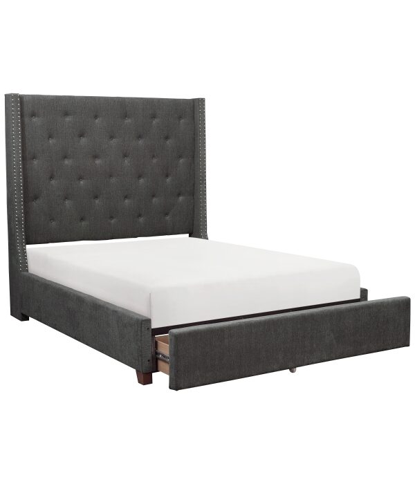 HE-5877GY-1DW  Queen Platform Bed with Storage Footboard