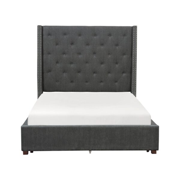 HE-5877GY-1DW  Queen Platform Bed with Storage Footboard