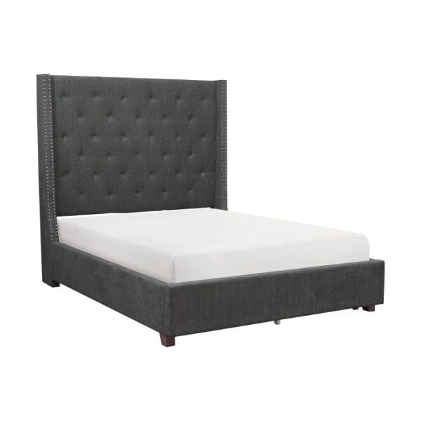 HE-5877GY-1DW  Queen Platform Bed with Storage Footboard