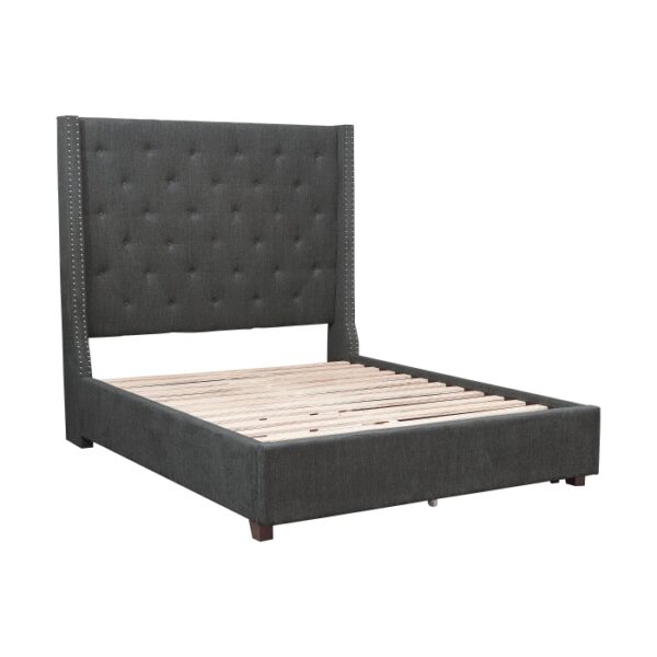 HE-5877GY-1DW  Queen Platform Bed with Storage Footboard