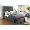 HE-5877GY-1DW  Queen Platform Bed with Storage Footboard