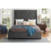 HE-5877GY-1DW  Queen Platform Bed with Storage Footboard