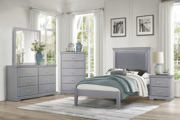 1519GY Bedroom Seabright Collection 4pc Set (QB+NS+DR+MR)