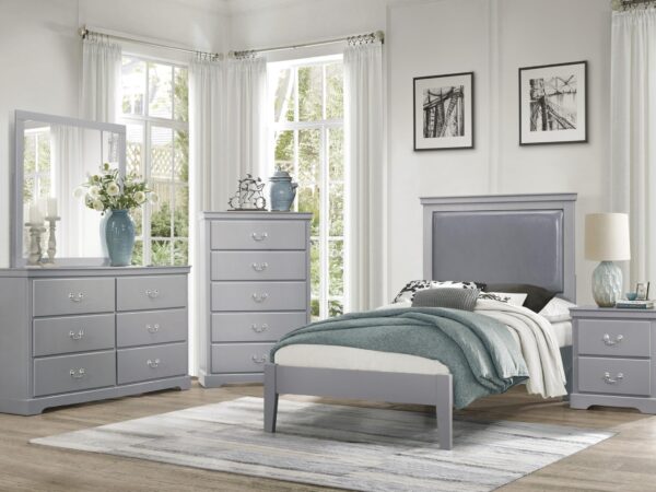 1519GY Bedroom Seabright Collection 4pc Set (QB+NS+DR+MR)