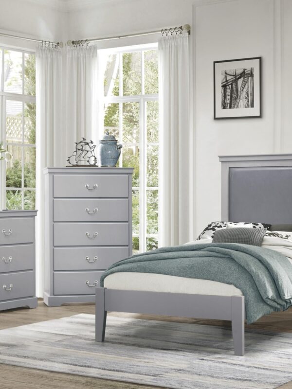 1519GY Bedroom Seabright Collection 4pc Set (QB+NS+DR+MR)
