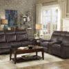 8206BRW Seating-Aram Collection 2pc Set: Sofa, Love