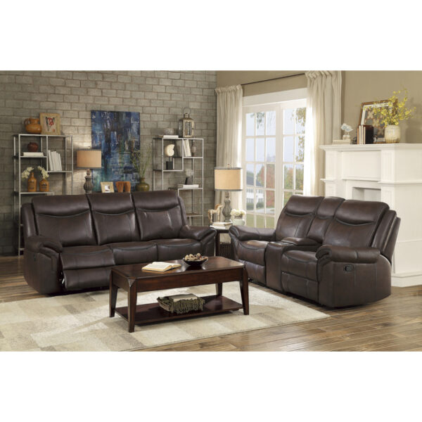 8206BRW-3 Double Reclining Sofa with C...