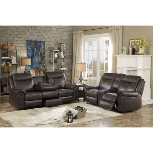 8206BRW-3 Double Reclining Sofa with C...