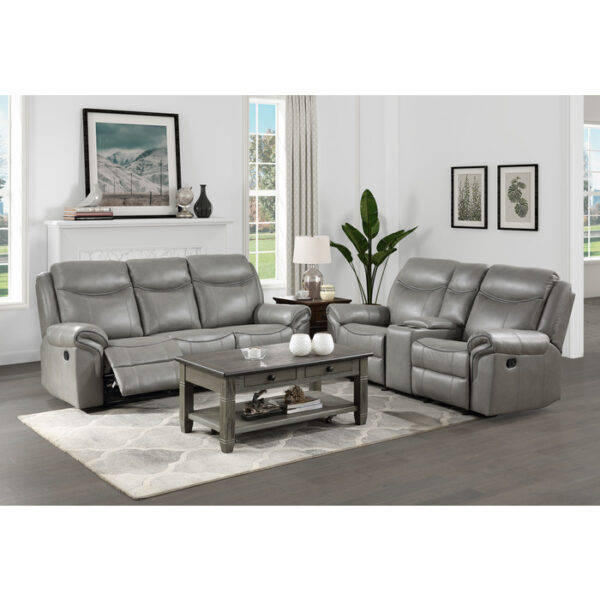 8206GRY-3 Double Reclining Sofa with C...